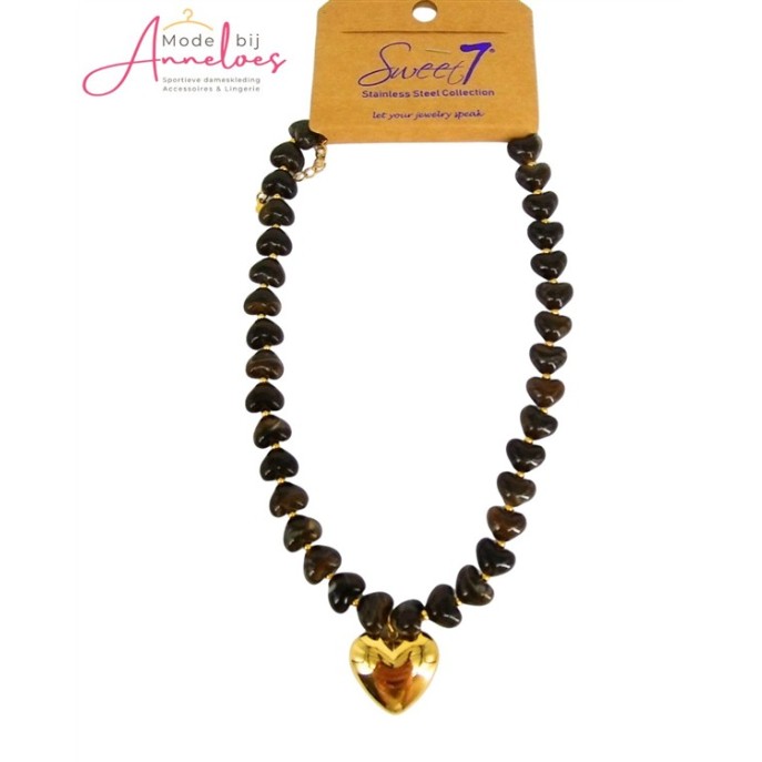 Sweet7 Ketting hartjes 101241111 Bruin